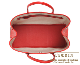 Hermes　Garden Party bag 30/TPM　Rouge casaque　Epsom leather　Silver hardware