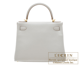 Hermes　Kelly bag 28　Pearl grey　Evercolor leather　Gold hardware