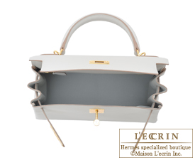 Hermes　Kelly bag 28　Pearl grey　Evercolor leather　Gold hardware