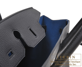 Hermes　Birkin Verso bag 35　Black/Blue agate　Togo leather　Silver hardware