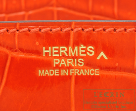 Hermes Birkin 30 Bag Orange Poppy Porosus Crocodile with Gold