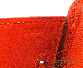 Hermes Birkin 30 Orange Poppy Alligator Mat Matte Gold Hardware #D