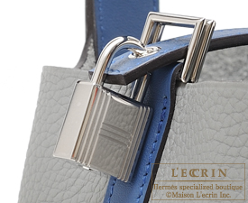Hermes　Picotin Lock　Touch bag MM　Gris mouette/Blue agate　Clemence leather/　Swift leather　Silver hardware