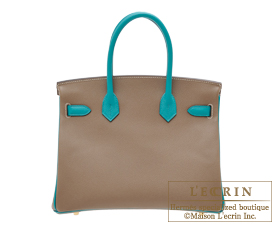 Hermes　Birkin bag 30　Etoupe grey/Blue paon　Epsom leather　Matt gold hardware