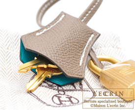Hermes　Birkin bag 30　Etoupe grey/Blue paon　Epsom leather　Matt gold hardware
