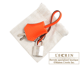 Hermes　Birkin bag 25　Orange poppy　Clemence leather　Silver hardware