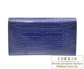 Hermes　Constance Long Verso　Blue saphir/Blue paon　Alligator　crocodile skin　Gold hardware