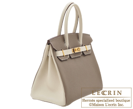 Hermes　Birkin bag 30　Etoupe grey/Craie　Togo leather　Gold hardware