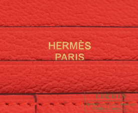 Hermes　Bearn Soufflet　Rouge tomate　Chevre myzore goatskin　Gold hardware