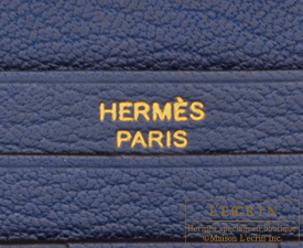 Hermes　Bearn Soufflet　Blue saphir　Chevre myzore goatskin　Gold hardware