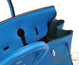 Hermes Verso Birkin 30 Bag Blue Zanzibar & Malachite Togo Leather with  Palladium Hardware