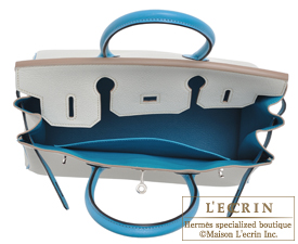 Hermes　Birkin bag 30　Pearl grey/Turquoise blue　Chevre myzore goatskin　Silver hardware