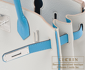 Hermes　Birkin bag 30　Pearl grey/Turquoise blue　Chevre myzore goatskin　Silver hardware