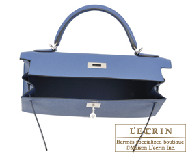 Hermes　Kelly bag 32　Blue agate　Epsom leather　Silver hardware