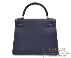 Hermes　Kelly bag 28　Blue nuit　Togo leather　Gold hardware