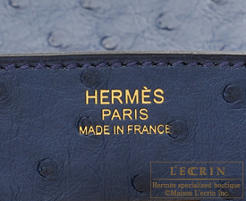 Hermes　Birkin bag 30　Blue de malte　Ostrich leather　Gold hardware