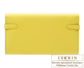 Hermes　Kelly wallet long　Lime　Chevre myzore goatskin　Silver hardware