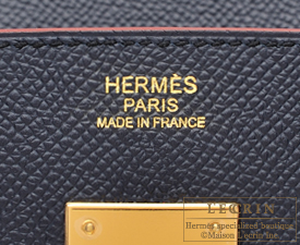 Hermes Birkin Contour bag 30 Blue indigo/ Rouge H Epsom leather Gold  hardware