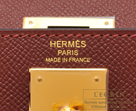Hermes　Kelly bag 28　Rouge H/Blue indigo　Epsom leather　Gold hardware