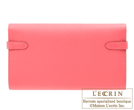 Hermes　Kelly wallet long　Rose lipstick　Chevre myzore goatskin　Silver hardware
