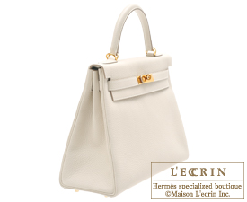 Hermes　Kelly bag 32　Craie　Clemence leather　Gold hardware