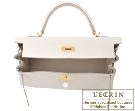 Hermes　Kelly bag 32　Craie　Clemence leather　Gold hardware