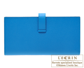 Hermes　Bearn Soufflet　Blue zanzibar　Epsom leather　Silver hardware