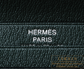 Hermes　Bearn Soufflet　Vert fonce　Alligator　crocodile skin　Silver  hardware