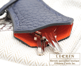 Hermes　Birkin Verso bag 30　Blue nuit/Orange poppy　Togo leather　Silver hardware