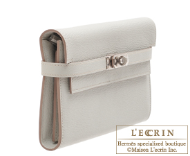 Hermes　Kelly wallet long　Pearl grey/Gris perle　Chevre myzore goatskin　Silver hardware
