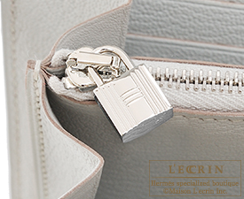Hermes　Kelly wallet long　Pearl grey/Gris perle　Chevre myzore goatskin　Silver hardware