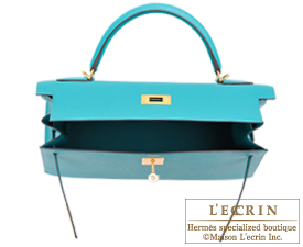 Hermes　Kelly bag 32　Blue paon　Epsom leather　Gold hardware