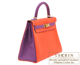Hermes　Personal Kelly bag 32　Capucine/Anemone　Togo leather　Gold hardware