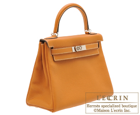 Hermes　Kelly bag 28　Toffee　Clemence leather　Silver hardware