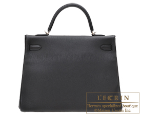 Hermes　Kelly bag 35　Black/Capucine　Togo leather　Silver hardware