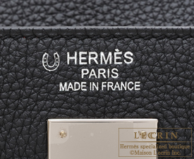Hermes　Kelly bag 35　Black/Capucine　Togo leather　Silver hardware