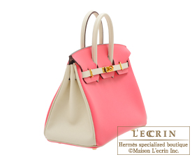 Hermes　Birkin bag 25　Rose azalee/Craie　Epsom leather　Gold hardware