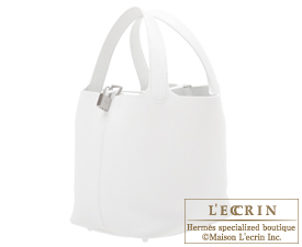 Hermes　Picotin Lock bag 22/MM　White　Clemence leather　Silver hardware