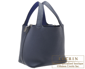 Hermes　Picotin Lock　Eclat bag MM　Blue nuit/Blue electric　Clemence leather/Swift leather　Silver hardware