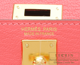HERMES　Kelly bag mini　Sellier　Rose lipstick　Chevre myzore goatskin　Gold hardware