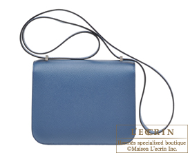 Hermes　Constance mini Verso　Blue agate/Gris mouette　Epsom leather　Silver hardware