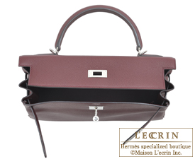 Hermes　Kelly bag 32　Bordeaux　Togo leather　Silver hardware