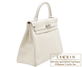Hermes　Kelly bag 32　Craie　Clemence leather　Silver hardware