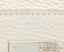 Hermes　Kelly bag 28　Craie　Clemence leather　Silver hardware