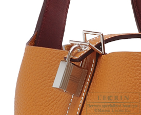 Hermes　Picotin Lock　Eclat bag 22/MM　Toffee/Bordeaux　Clemence leather/Swift leather　Silver hardware