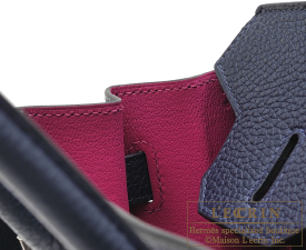 Hermes　Birkin Verso bag 30　Blue nuit/Rose purple　Clemence leather　Silver hardware