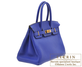 Hermes　Birkin bag 30　Blue electric　Clemence leather　Gold hardware