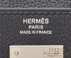 Hermes　Kelly Au Galop bag 28　Retourne　Blue indigo/Black/Cuivre　Togo leather/Box calf leather/Chevre myzore goatskin　Silver hardware