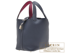 Hermes　Picotin Lock　Eclat bag PM　Blue nuit/Rose purple　Clemence leather/Swift leather　Silver hardware