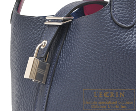 Hermes　Picotin Lock　Eclat bag 18/PM　Blue nuit/Rose purple　Clemence leather/Swift leather　Silver hardware